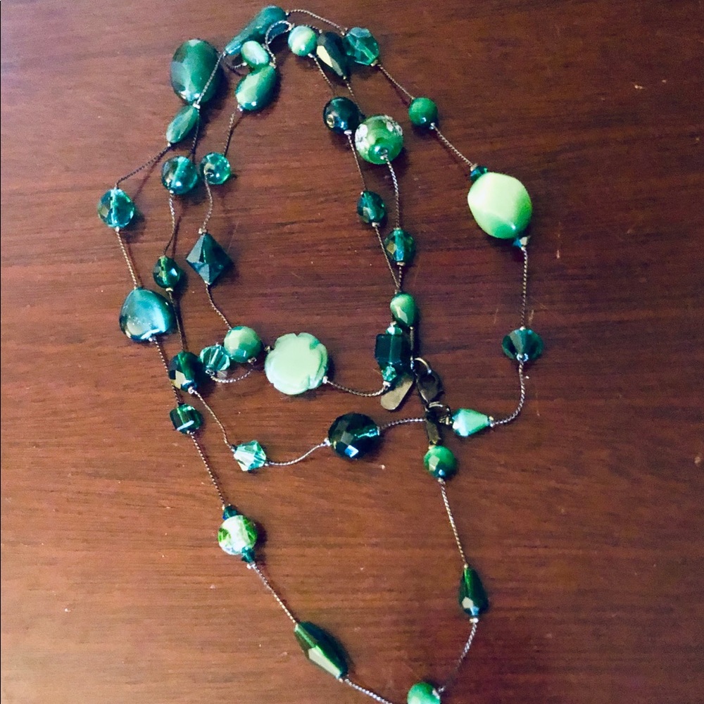 Anthropologie green statement sweater necklace
